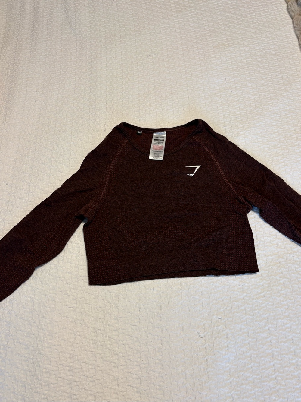 Gymshark Long Sleeve Cropped Top - Burgundy